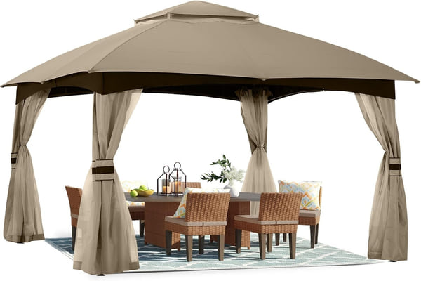 ABCCANOPY 10' x 12' Double Soft-Top Patio Gazebo with Mosquito Netting