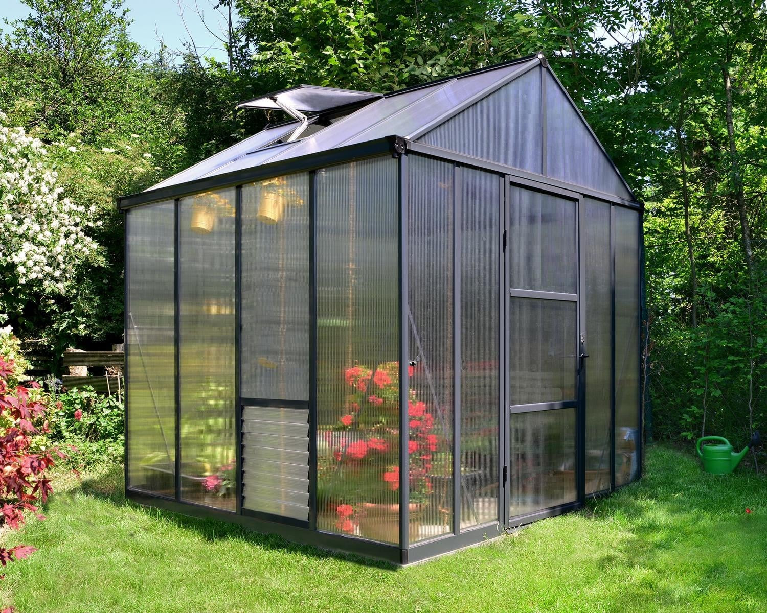Canopia by Palram Glory 8 ft. x 8 ft. Premium Greenhouse Kit, Gray, 10 mm Twin-Wall