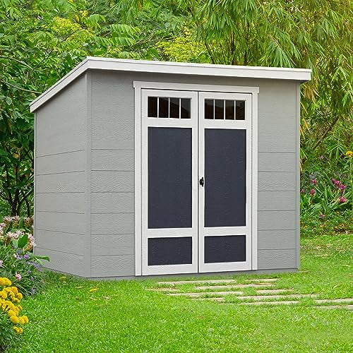 Handy Home Products Highland 8 ft. x 6 ft. DIY Wood Shed with Floor and Palram Polycarbonate Roof