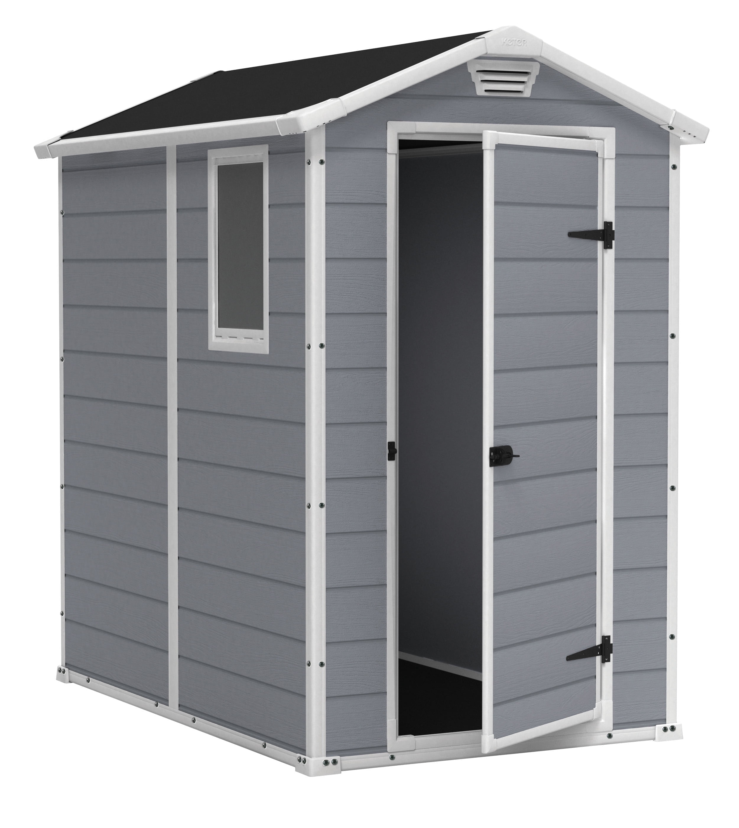 Keter Manor 4 ft. x 6 ft. Resin Outdoor Storage Shed, Gray/White