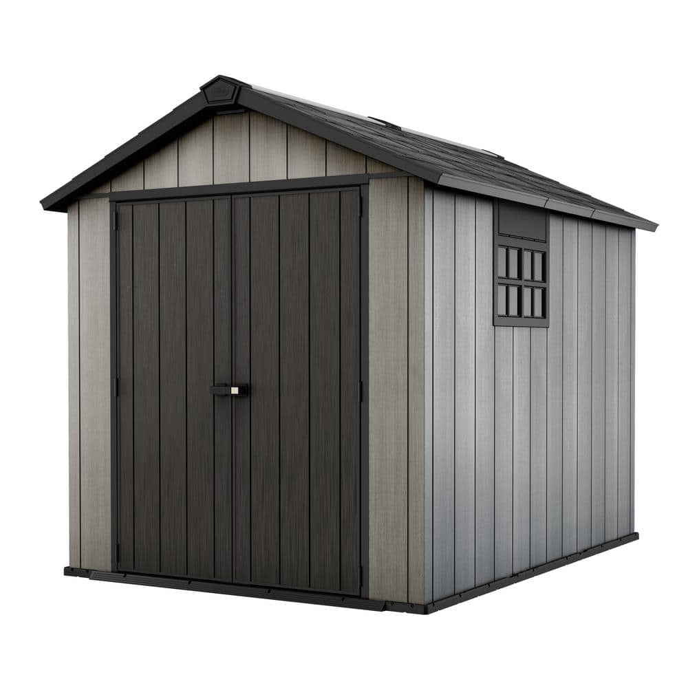 Keter Oakland 7.5 ft. x 9 ft. DUOTECH Resin Storage Shed, Grey