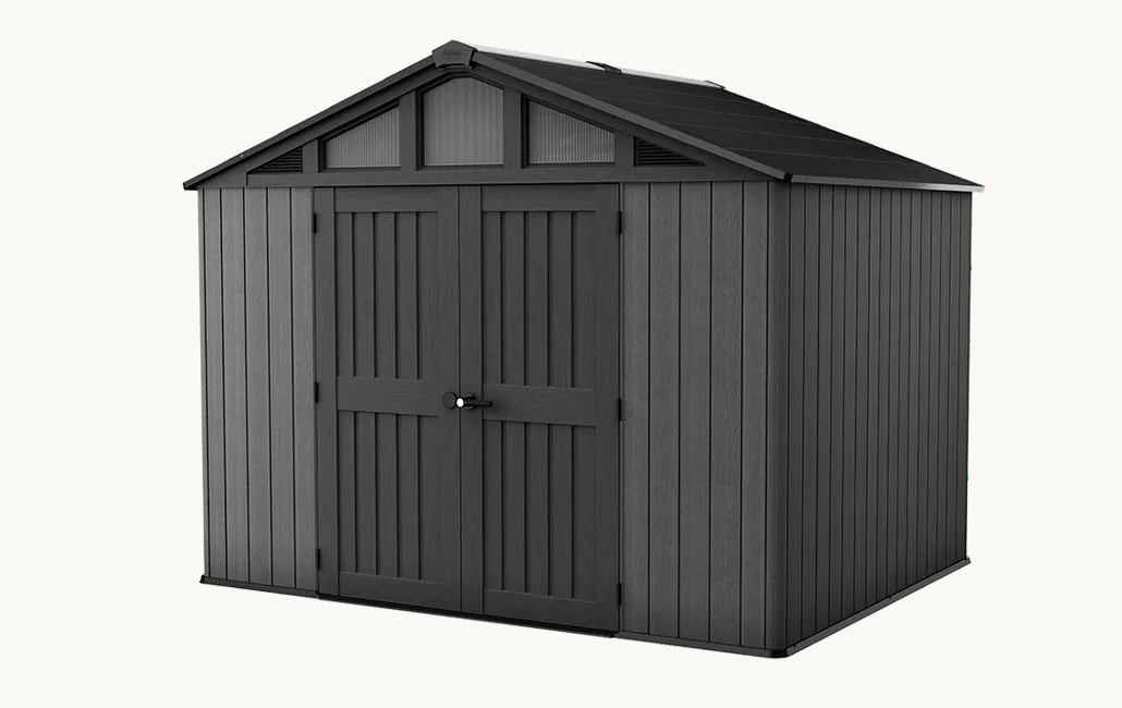 Keter Stronghold 2.0 10 ft. x 8 ft. Resin Storage Shed with Floor, Graphite/Grey