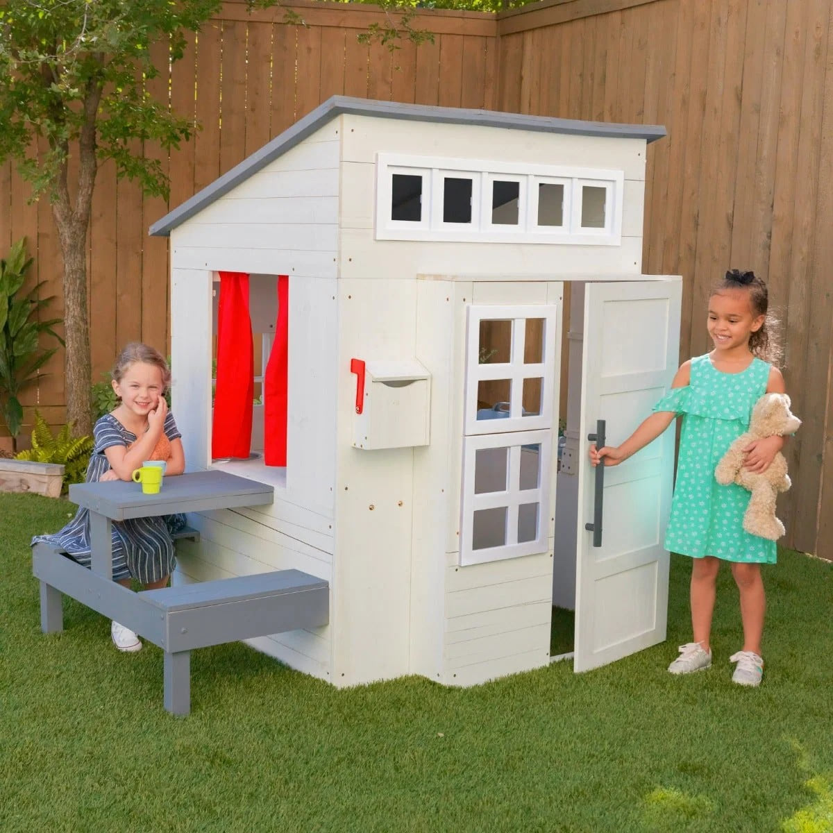 KidKraft Modern Outdoor Wooden Playhouse, White