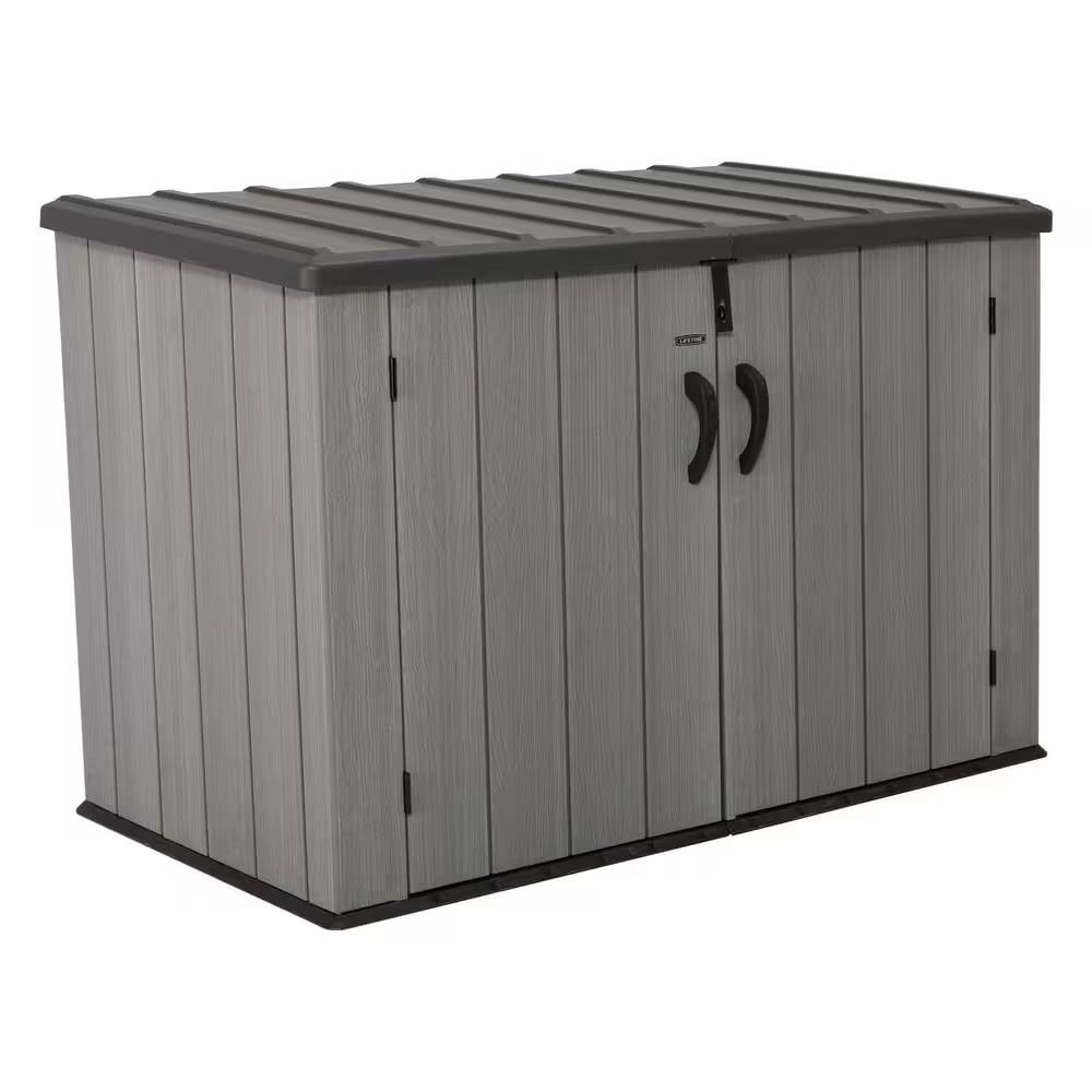Lifetime 75 cu ft Horizontal Storage Shed, Gray, Rough Cut, Gray, Rough Cut
