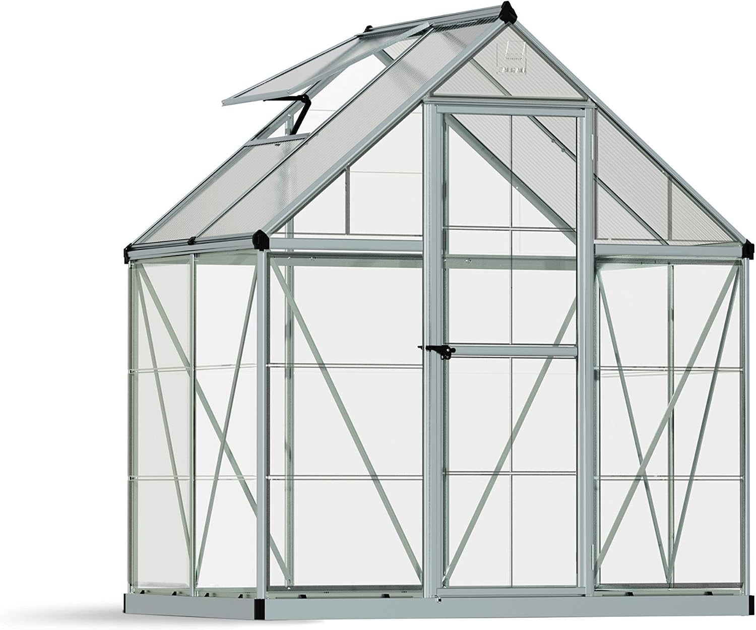Palram-Canopia Hybrid 6 ft. x 4 ft. Greenhouse Kit, Silver/Clear