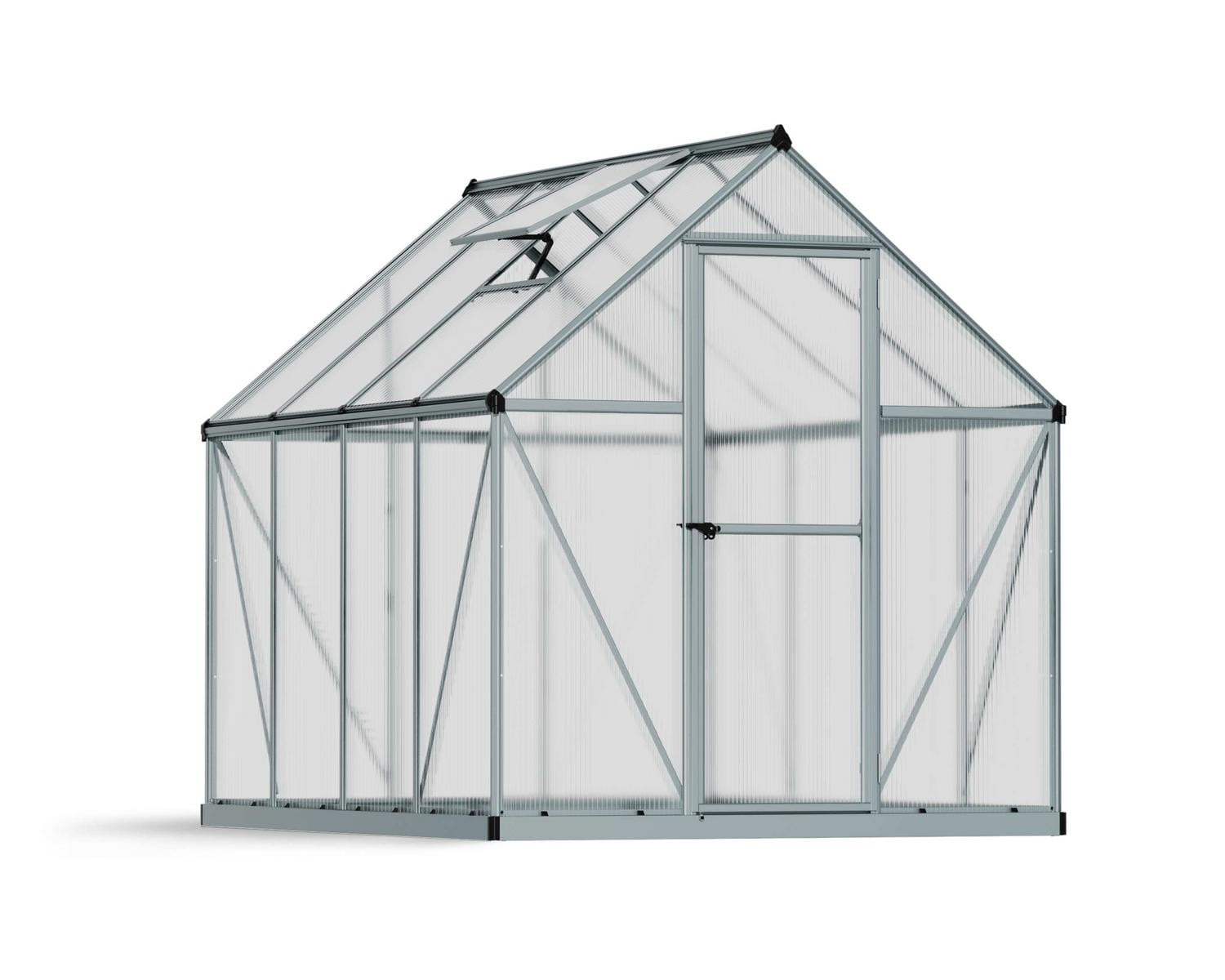 Palram-Canopia Mythos 6 ft. x 8 ft. Greenhouse Kit, Silver/Clear