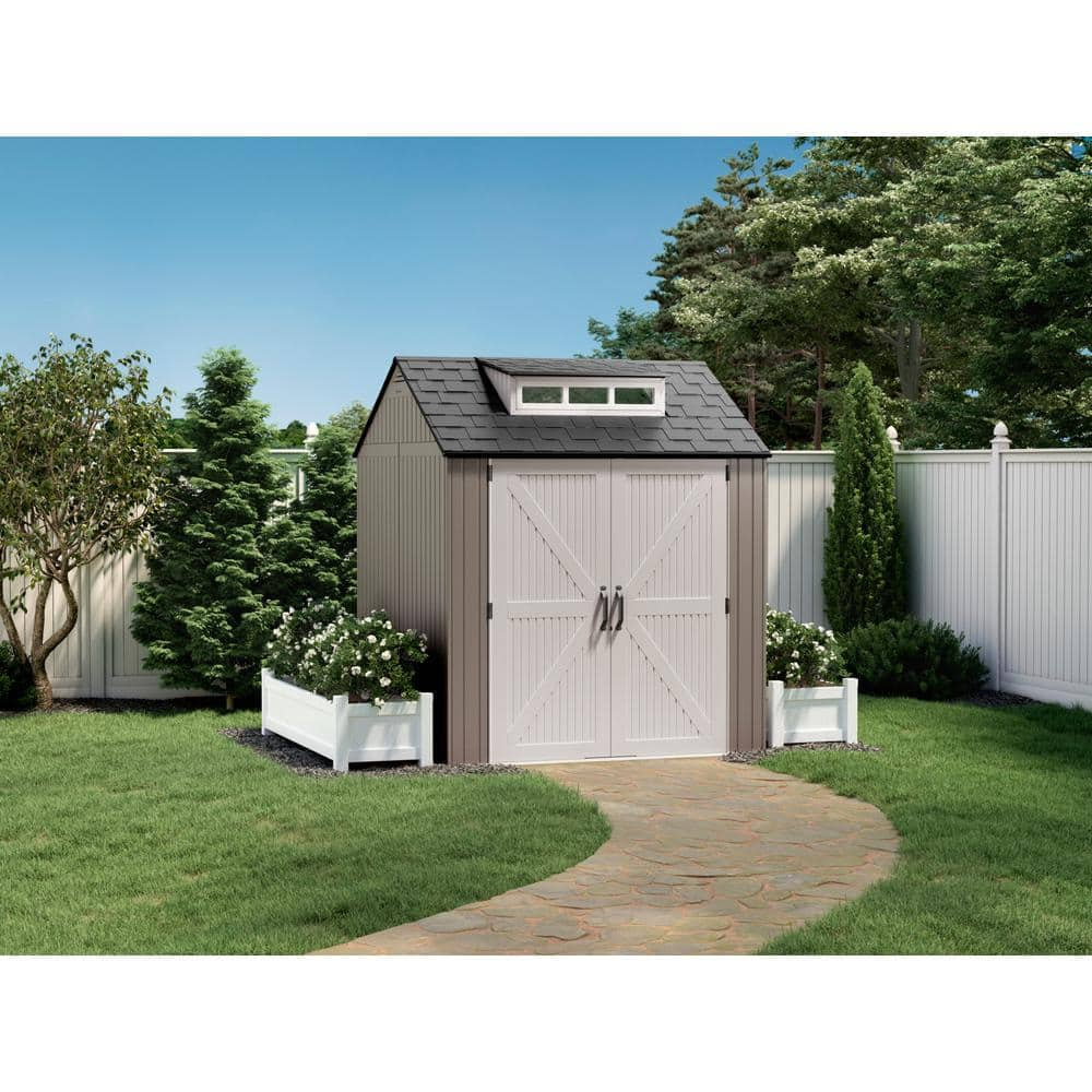Rubbermaid 7 ft. x 7 ft. Easy Install Resin Storage Shed, Brown