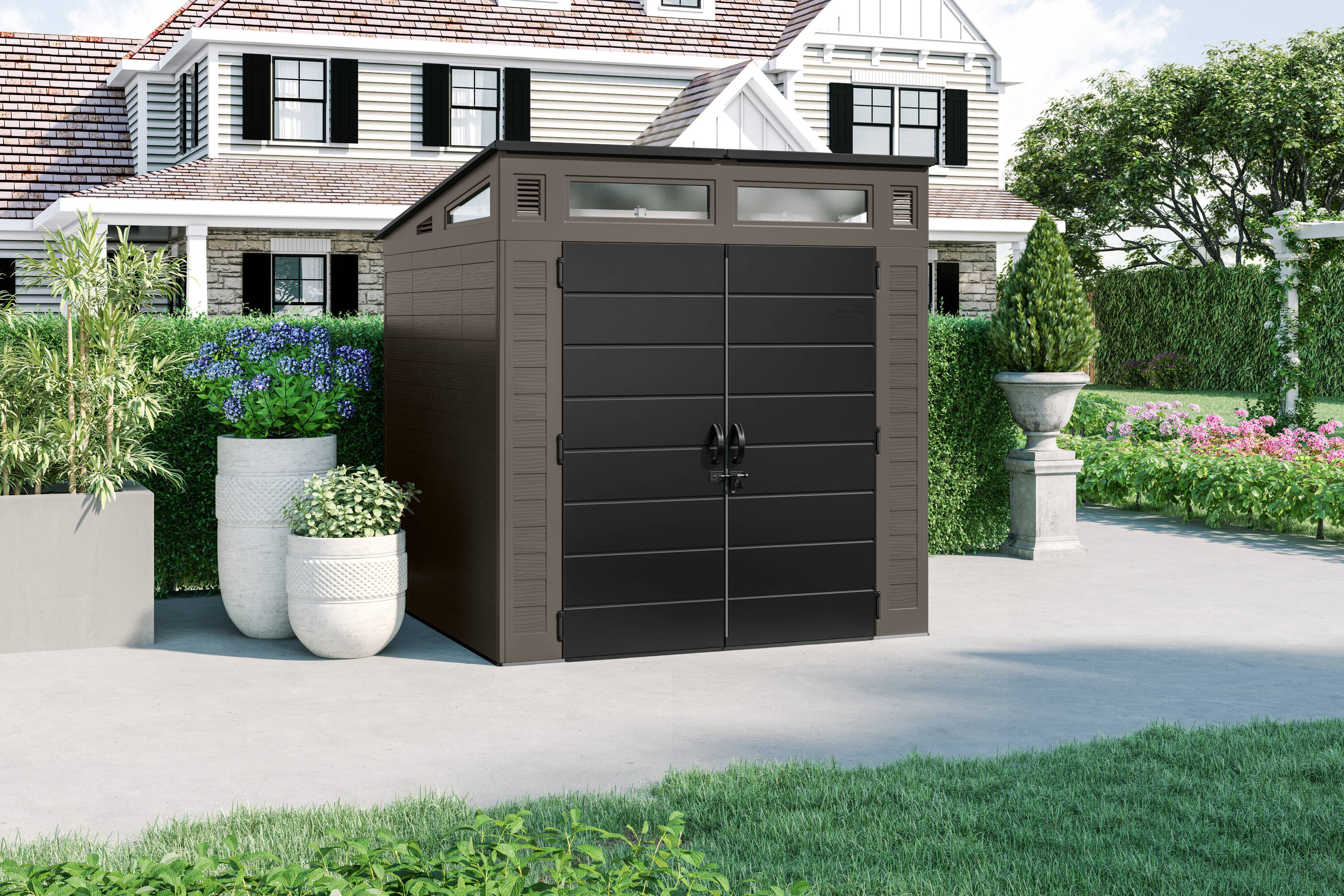 Suncast Modernist 7 ft. x 7 ft. Storage Shed, Stoney
