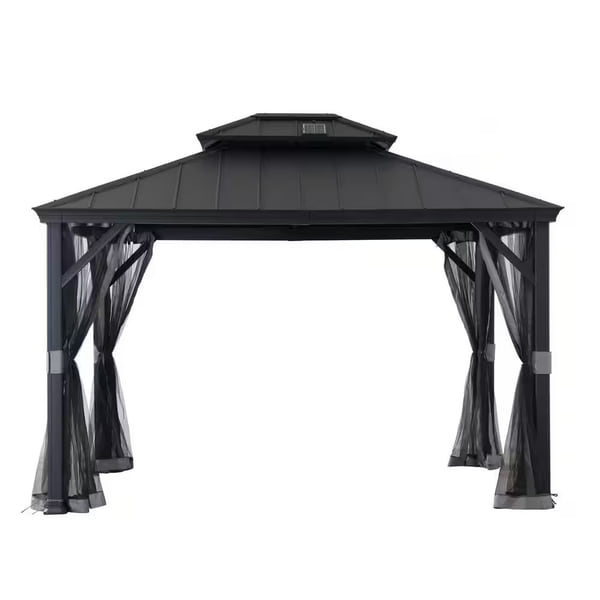 Sunjoy Merston 10 ft. x 12 ft. Solar Powered Hardtop Gazebo