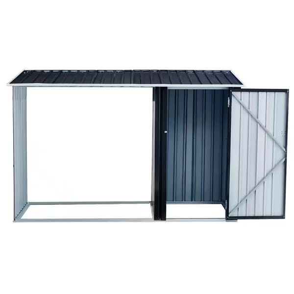 Tidoin 41 in. D x 98 in. W Firewood Rack Log Holder with Roof, Log Storage Shed for Backyard Garden Patio Porch