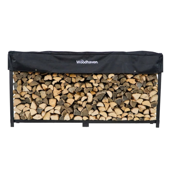Woodhaven 8 ft Steel Firewood Rack (1/2 cord) with Cover