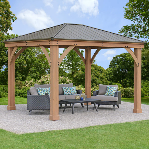 Yardistry 12' x 10' Wood Gazebo with Aluminum Roof