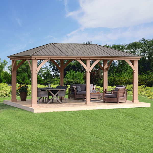 Yardistry 12' x 20' Wood Gazebo with Aluminum Roof